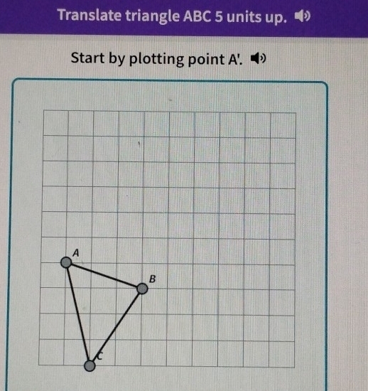 Translate triangle ABC 5 units up. 
Start by plotting point A '.