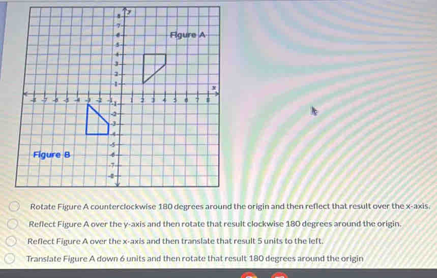 Solved: Rotate Figure A counterclockwise 180 degrees around the origin ...