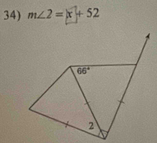 m∠ 2=x+52