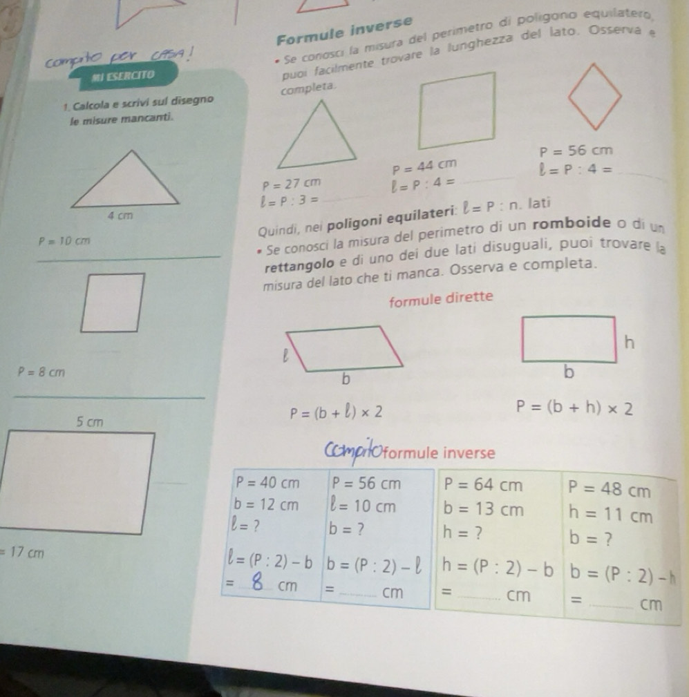 Risolto:Formule inverse Se conosci la misura del perimetro di poligono ...