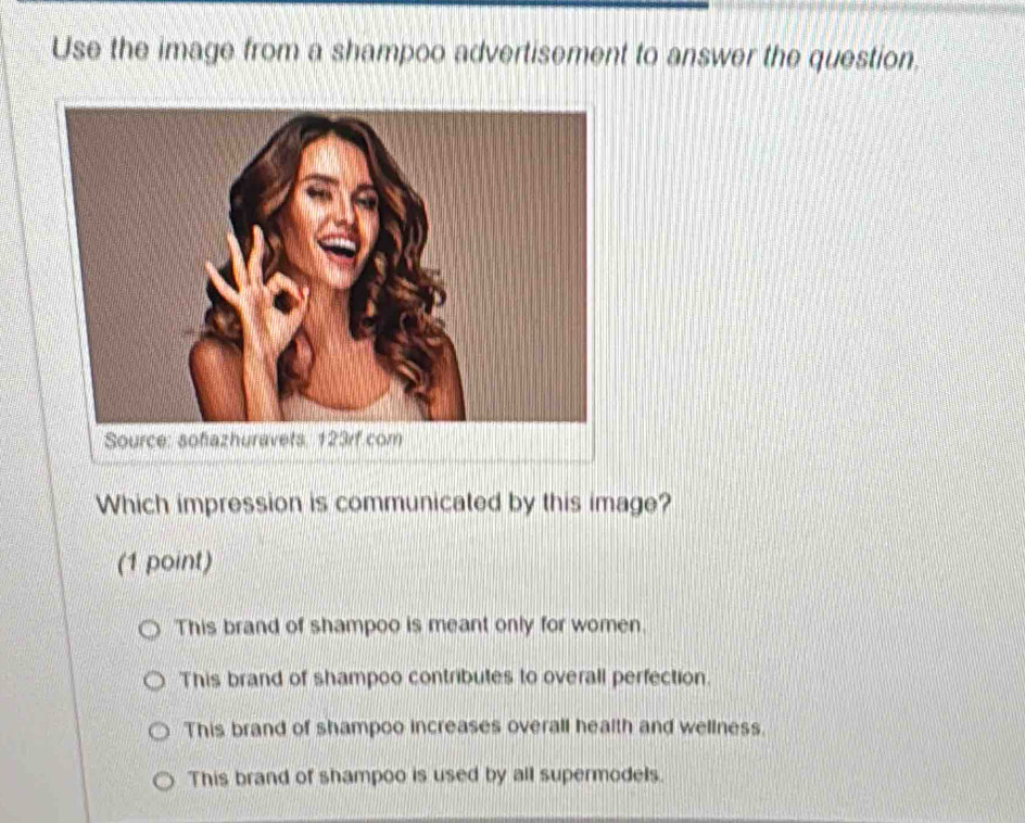 Solved: Use the image from a shampoo advertisement to answer the ...