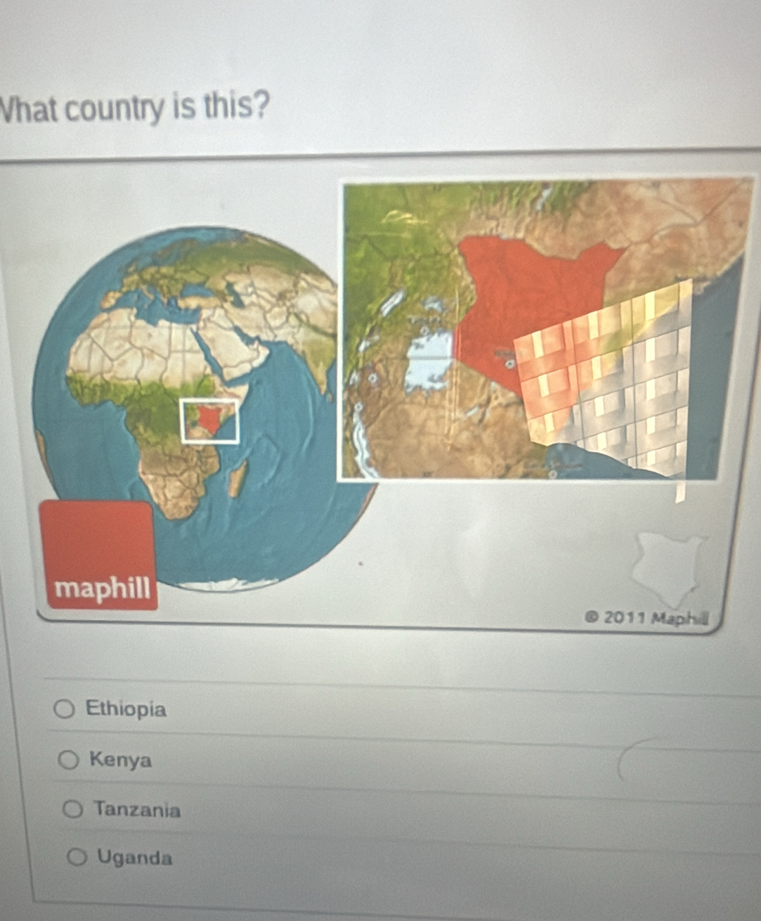 What country is this?
Ethiopia
Kenya
Tanzania
Uganda