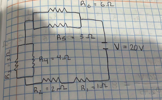 R_6=6Omega
R_5=5Omega
V=20V
R_4=4Omega
11
R_2=2mu -2 R_1=1Omega