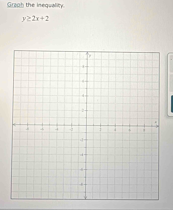 Graph the inequality.
y≥ 2x+2