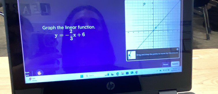 AEL 
Graph the linear function.
y=- 2/3 x+6
Dr