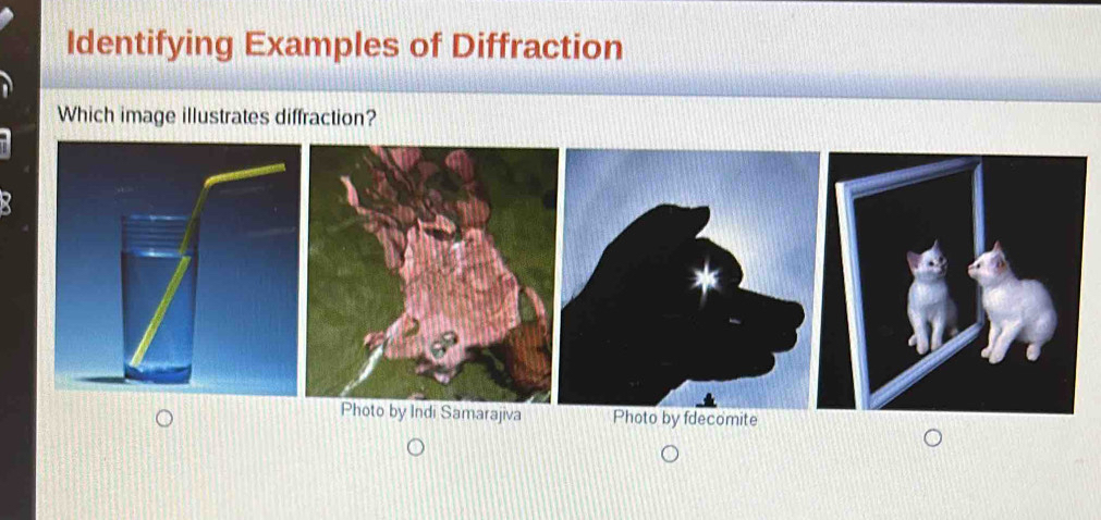 Solved: Identifying Examples of Diffraction Which image illustrates ...