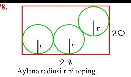 Aylana radiusi r ni toping.