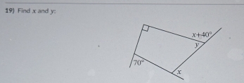 Find x and y: