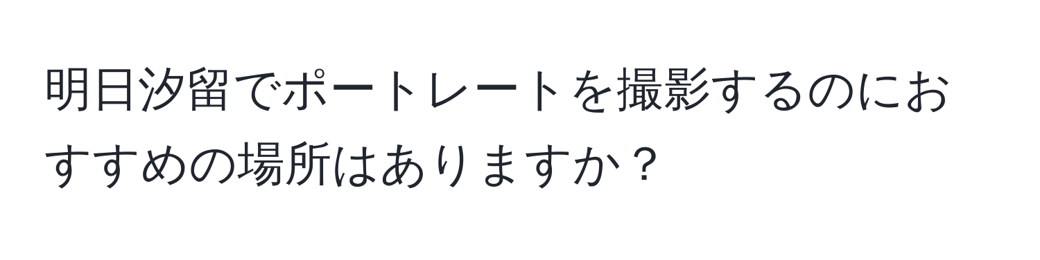 明日汐留でポートレートを撮影するのにおすすめの場所はありますか？