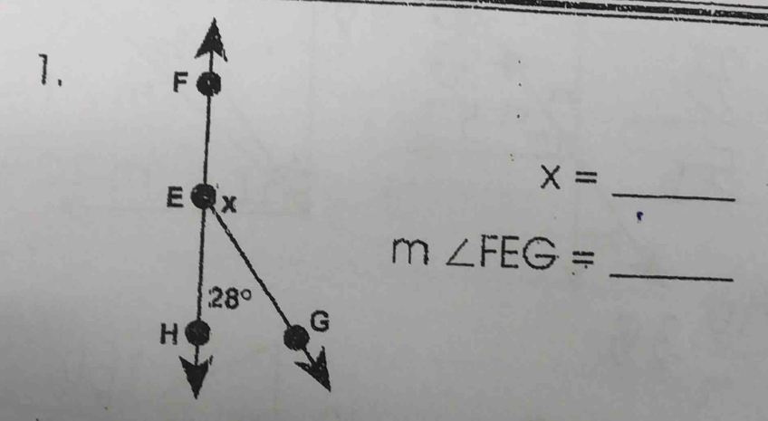 x=
m∠ FEG= _