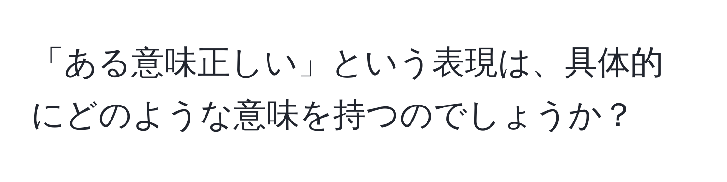 「ある意味正しい」という表現は、具体的にどのような意味を持つのでしょうか？