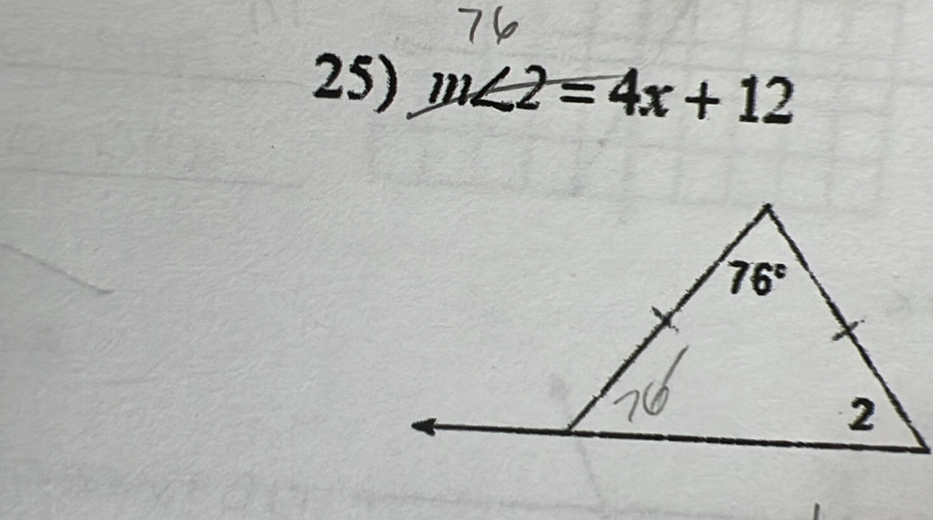 m∠ 2=4x+12