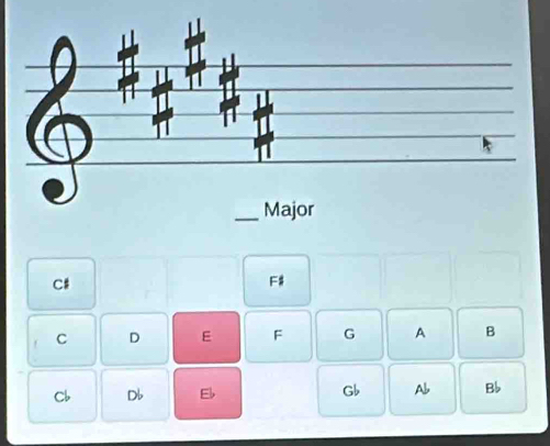 C# 
F$
C D E F G A B
Cb Db El Gb A Bb