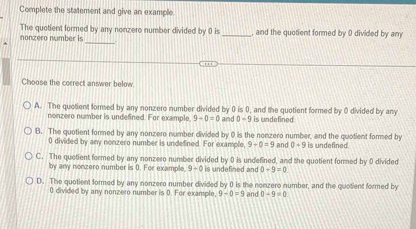 Solved: Complete the statement and give an example. The quotient formed ...