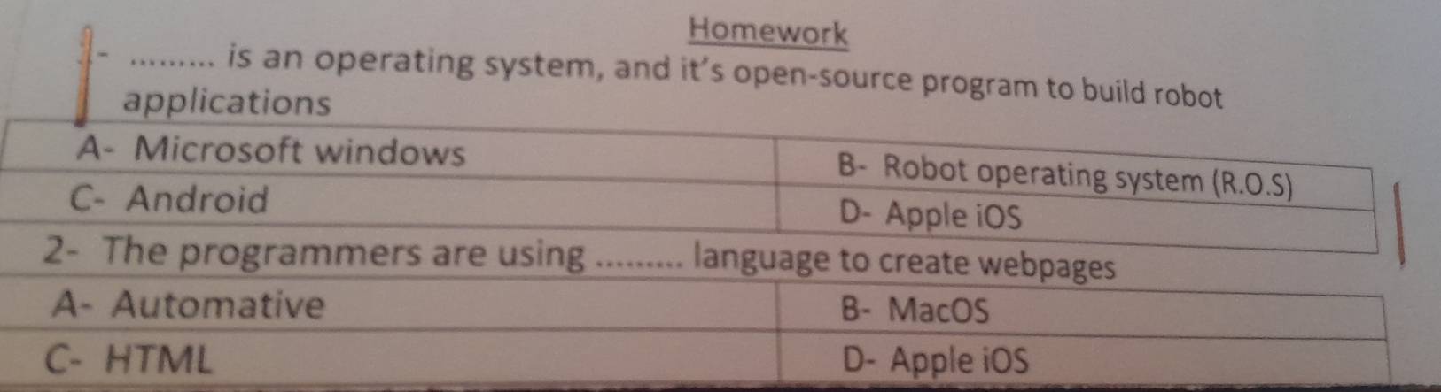 Homework 
_is an operating system, and it’s open-source program to build robot 
applications
