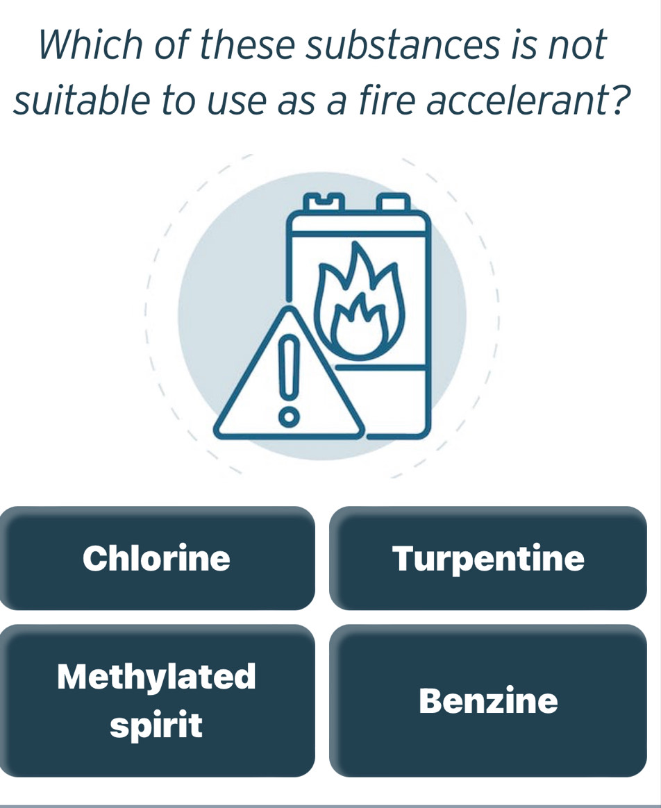 Solved: Which of these substances is not suitable to use as a fire ...