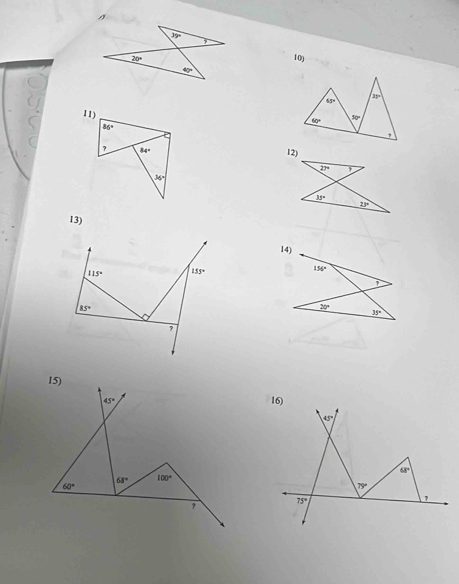 1
10)
11)
86°
? 84°
36°
13)
14)
156°
20°
35°