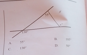 A. 55°
C. 130° D: 50°