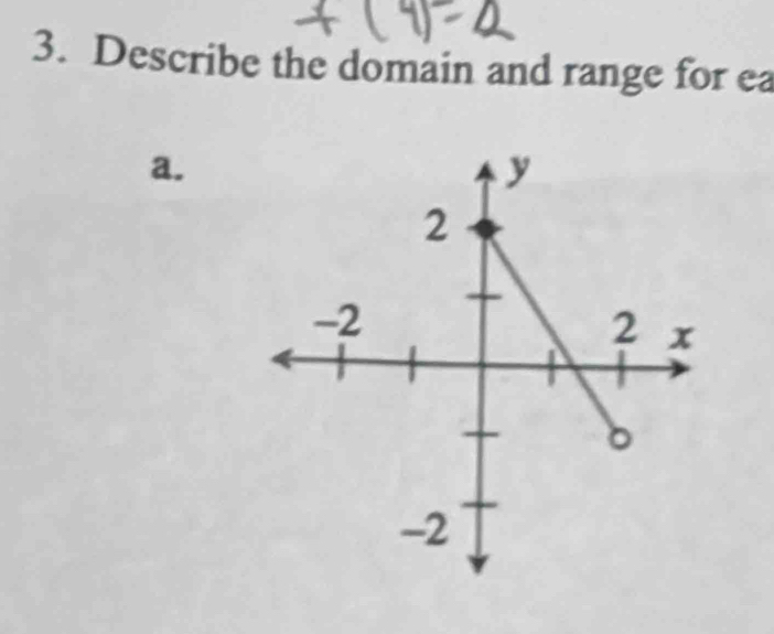 Describe the domain and range for ea 
a.