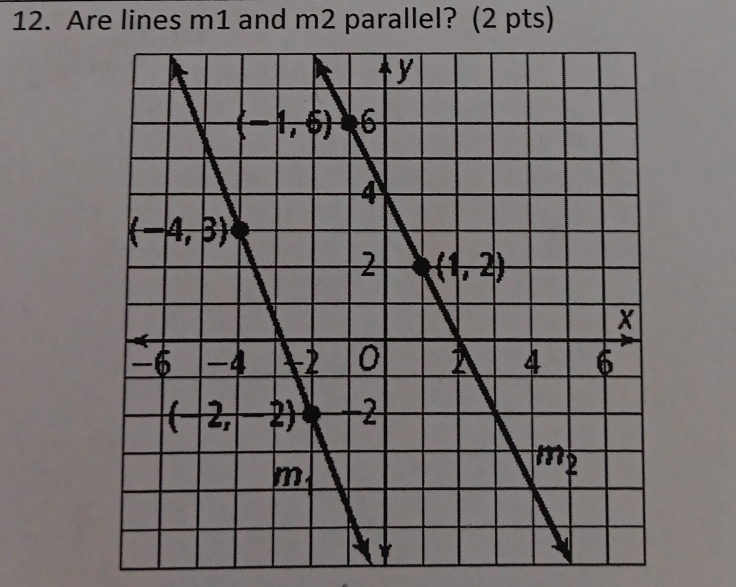 Are lines m1 and m2 parallel? (2 pts)