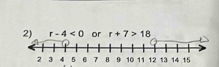r-4<0</tex> or r+7>18