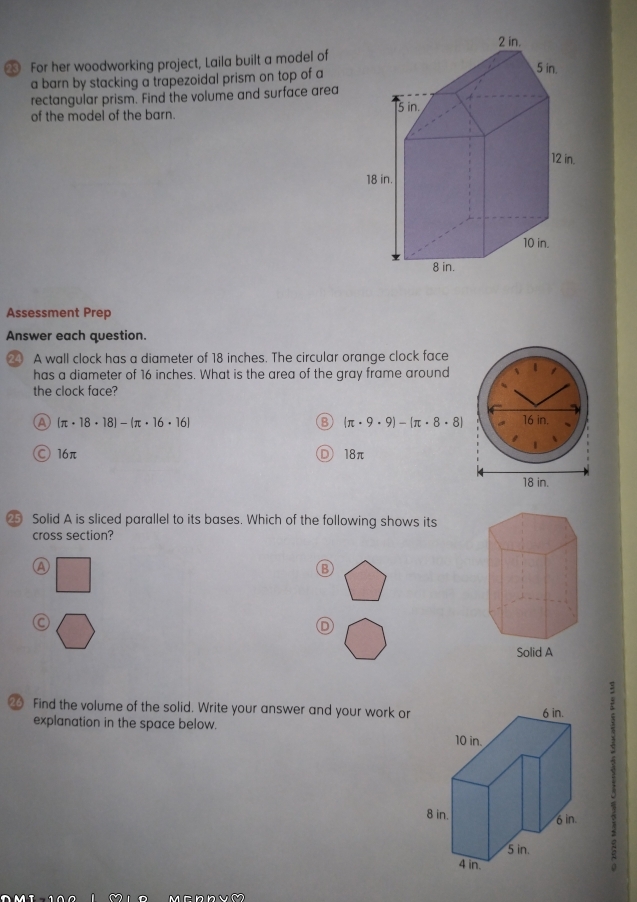 Solved: ⑳ For her woodworking project, Laila built a model of a barn by ...