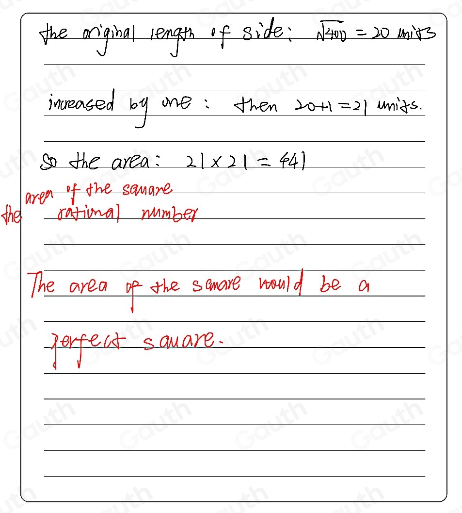 Solved: The area of a square is 400 square units. Select all the ...