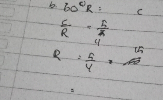 60°R= C
 C/R = 5/4 
P= 5/4 = 15/16 