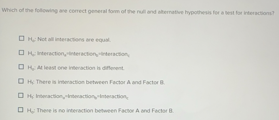 Solved: Which of the following are correct general form of the null and ...