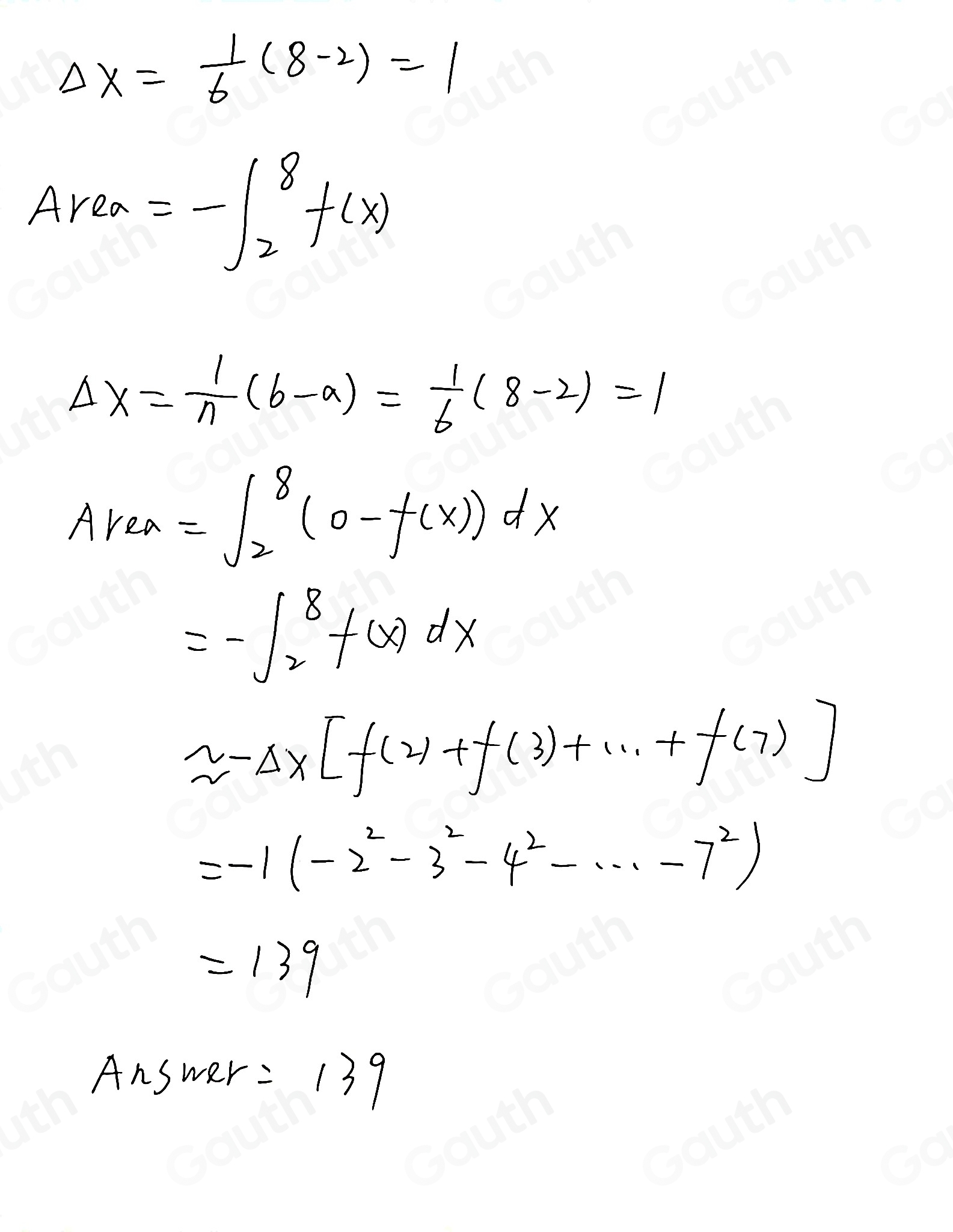 Solved: Approximate the area under the function between a and b using a ...