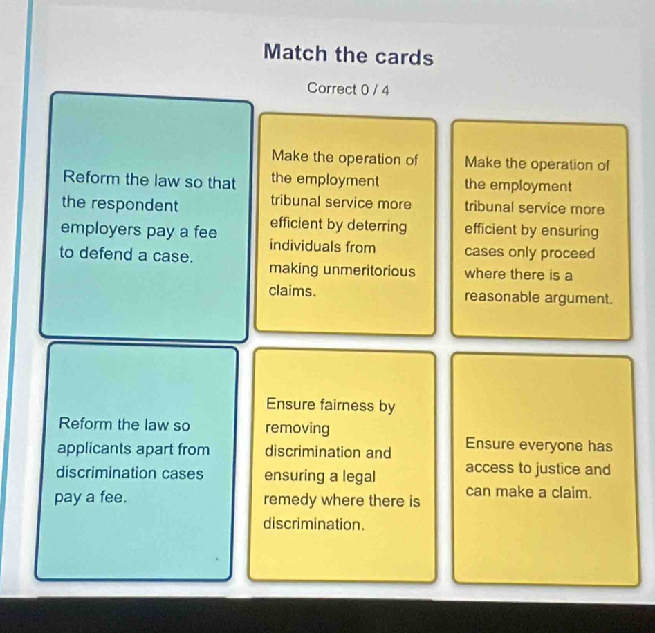 Solved: Match the cards Correct 0 / 4 Make the operation of Make the ...