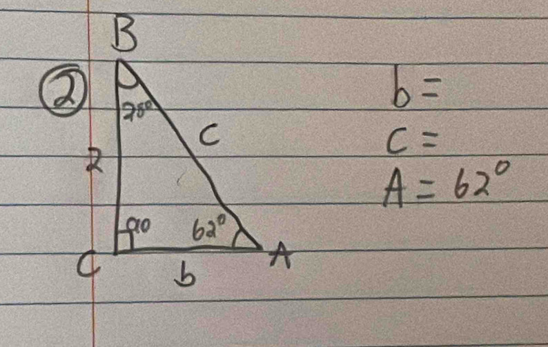 b=
c=
A=62°