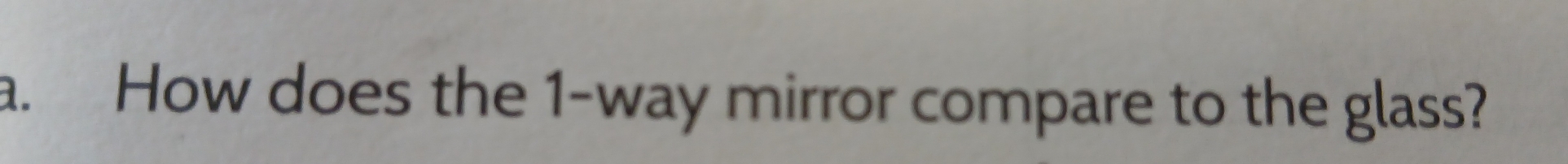 How does the 1 -way mirror compare to the glass?