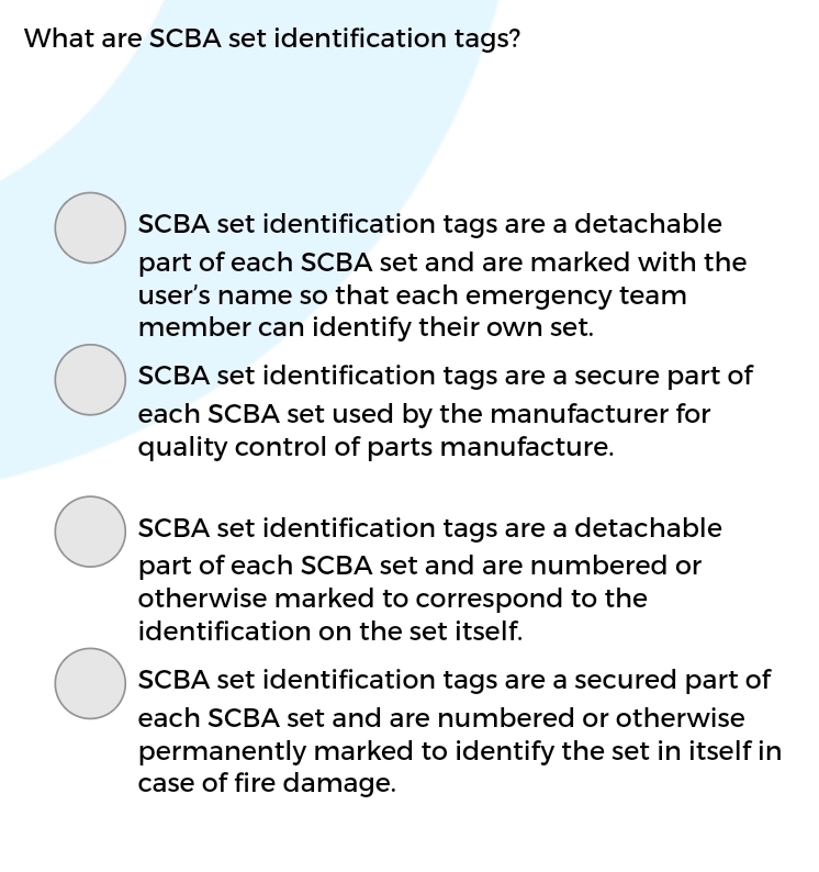Solved: What are SCBA set identification tags? SCBA set identification ...