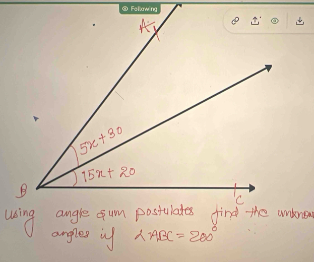 angles w ∠ ABC=200°