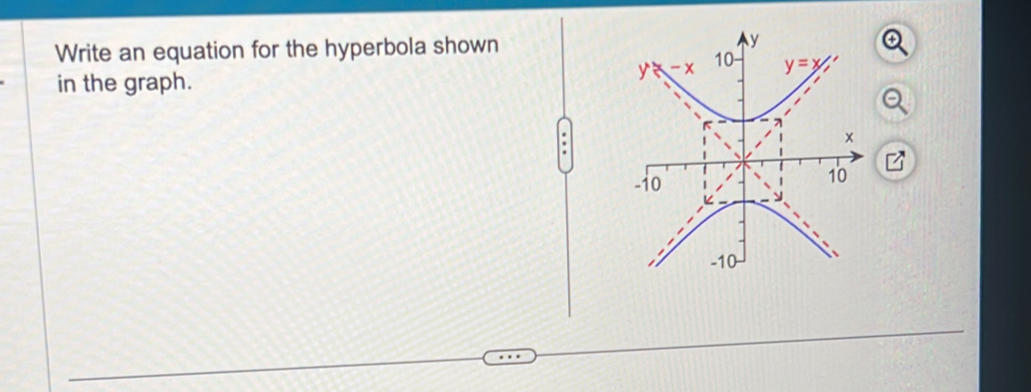 Write an equation for the hyperbola shown
in the graph.