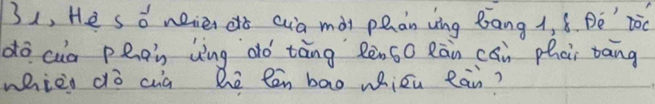 31, He s overline o weie cò qa mài pán víng Bang (, 8. De' tòc 
dō cua phon ùng dò tàng Rèn go Rān cān phai bāng 
whièo dò cuà hē Rēn bāo wiēu eài?