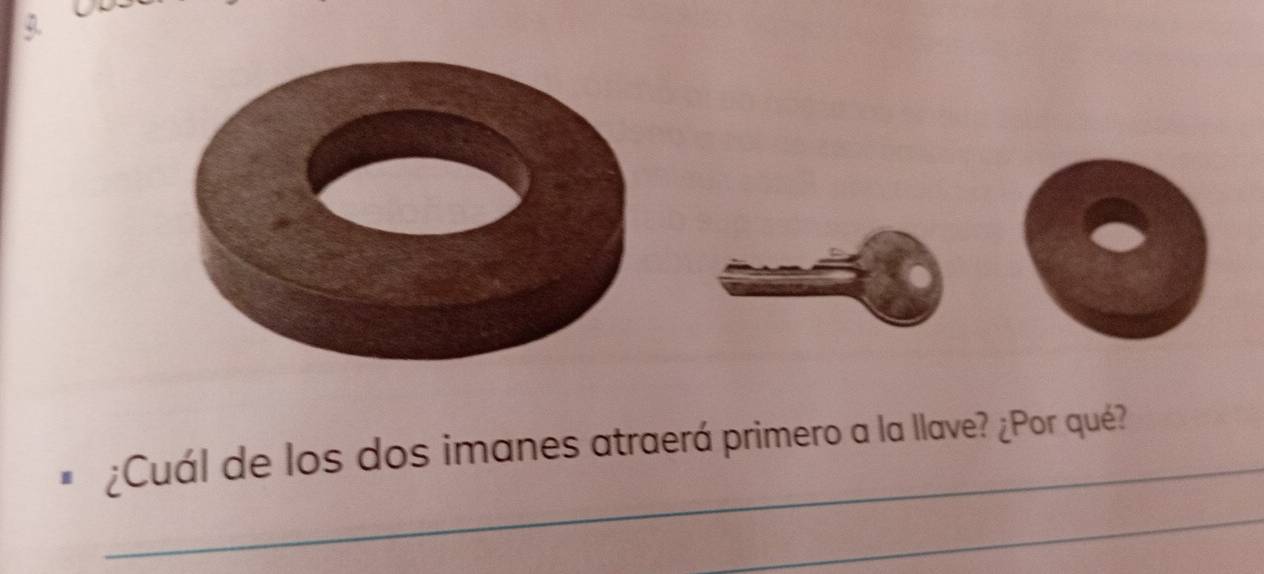 ¿Cuál de los dos imanes atraerá primero a la llave? ¿Por qué? 
_