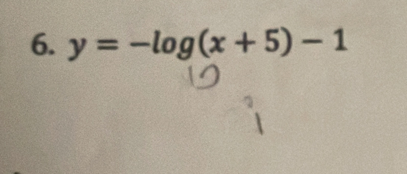 y=-log (x+5)-1