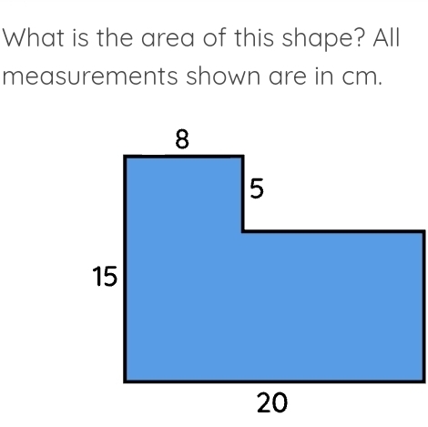 Solved: What is the area of this shape? All measurements shown are in ...