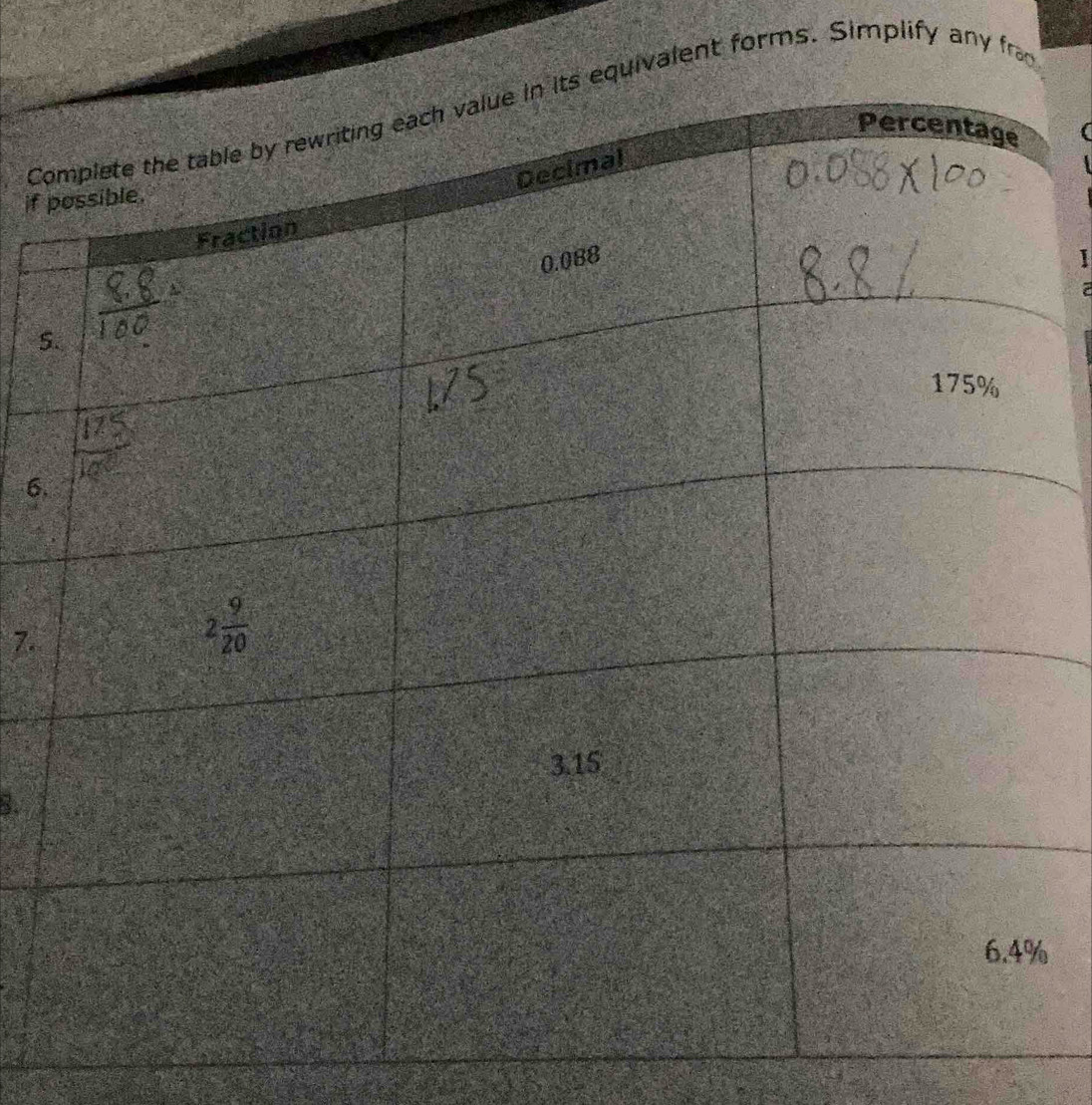 Cvalent forms. Simplify any fram
if p
1
5
6.
7.
B.
%