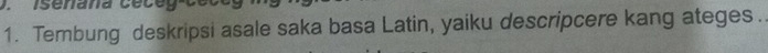 Isenana céc 
1. Tembung deskripsi asale saka basa Latin, yaiku descripcere kang ateges.