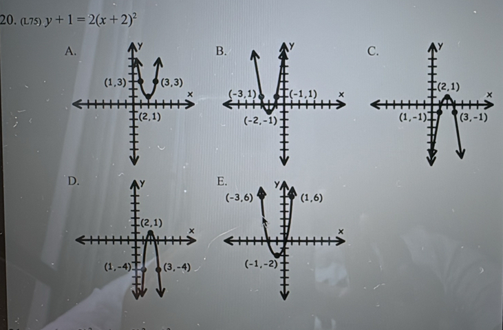 (L75)y+1=2(x+2)^2