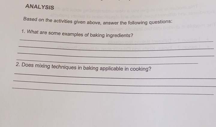 Solved: ANALYSIS Based on the activities given above, answer the ...