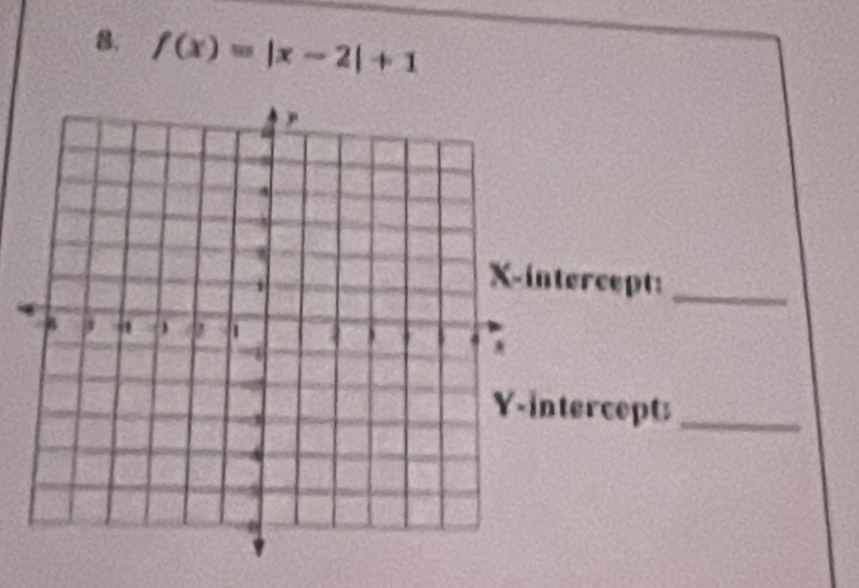 f(x)=|x-2|+1
tercept:_ 
tercepts_