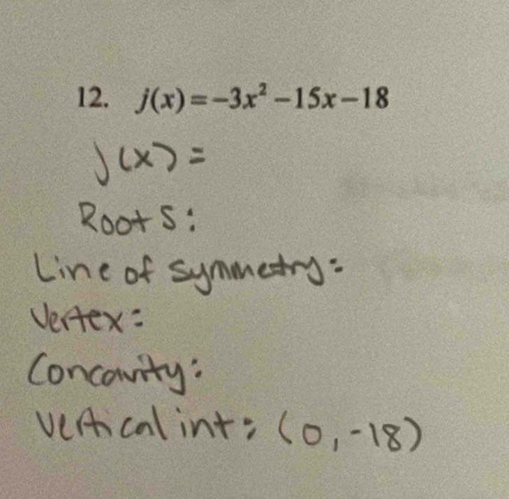 j(x)=-3x^2-15x-18