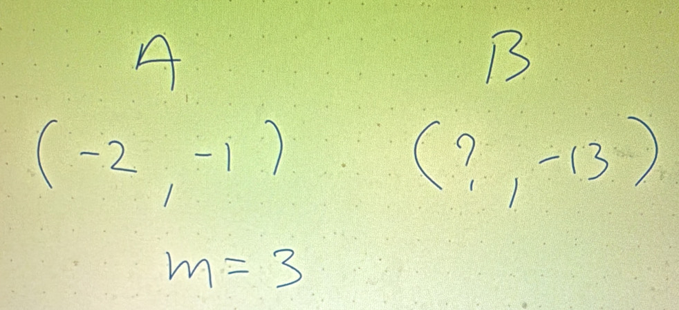 A
B
(-2,-1)
(?,-13)
m=3