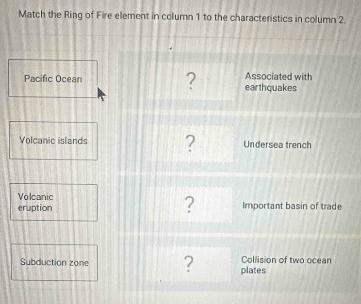 Match the Ring of Fire elemen.