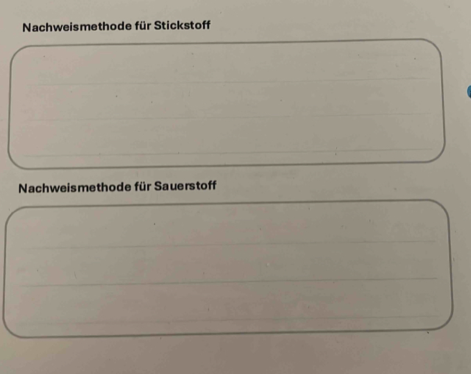 Nachweismethode für Stickstoff 
Nachweismethode für Sauerstoff