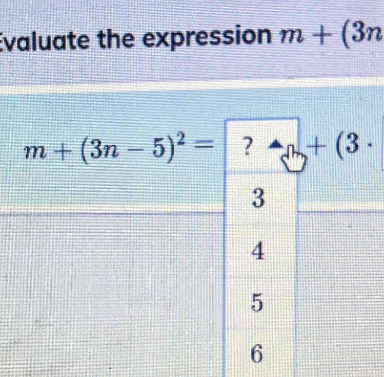 Evaluate the expression m+(3n